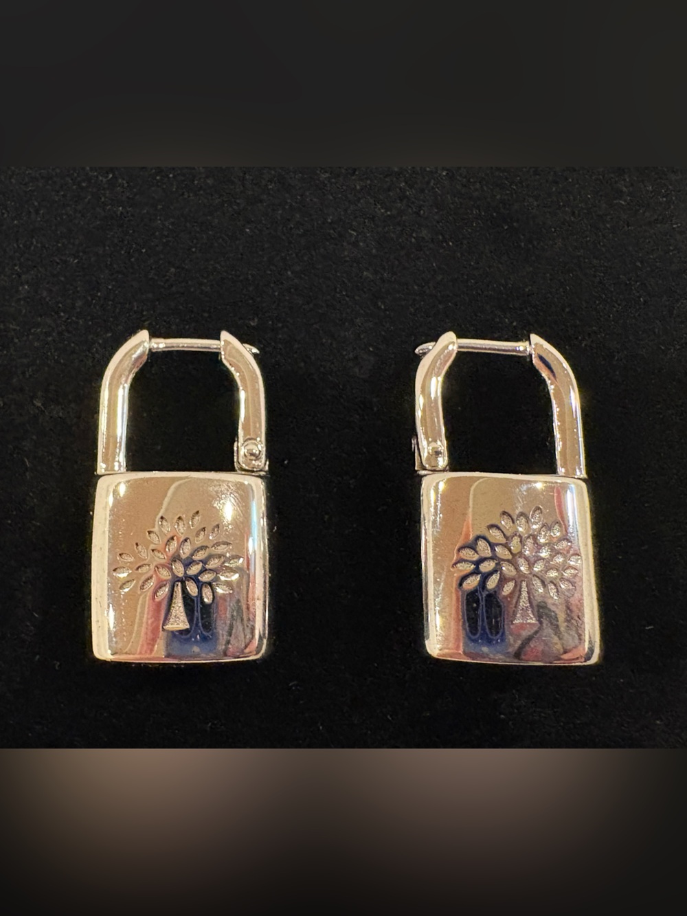 Mulberry  Padlock Hoop Earrings Silver NIB